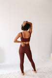 Cocoa ribbed seamless top